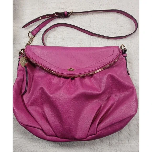 Women's Juicy Couture Crossbody Hobo Handbag Hot Pink Gold Medium - Picture 2 of 12